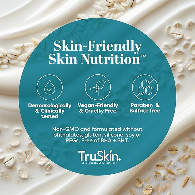 TruSkin Soothing Cleansing Milk for Face – Gentle Facial Cleanser for Sensitive Skin with Plant-Based Rice & Oat Milk plus Hyaluronic Acid - Gently Removes Make-Up Without Stripping Skin, 4.2 fl oz