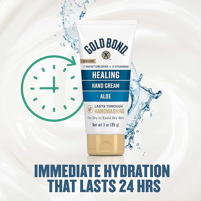 Gold Bond Healing Hand Cream, With Aloe, Hand Lotion for Dry Skin That Lasts Through Handwashing, 3 oz. (Pack of 2)