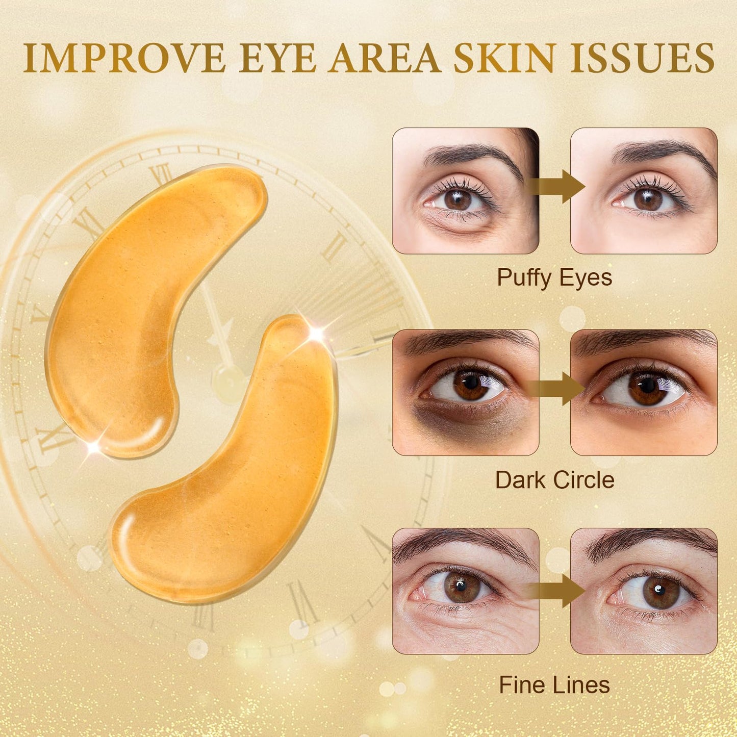 CHMI 30 Pairs Lip Masks & Eye Masks - 24K Gold Eye Patches for Puffy Eyes, Dark Circles, EyeBags and Wrinkles, Collagen Skin Care Products, Beauty & Personal Care.