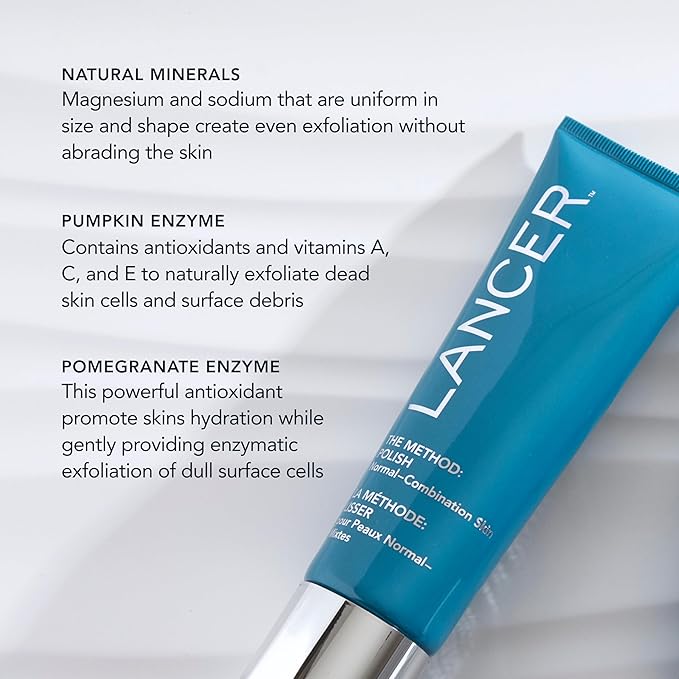 Lancer Skincare The Method: Polish Facial Exfoliator, Daily Exfoliating Face Scrub with Natural Minerals, Normal Combination Skin, 8 Fluid Ounces