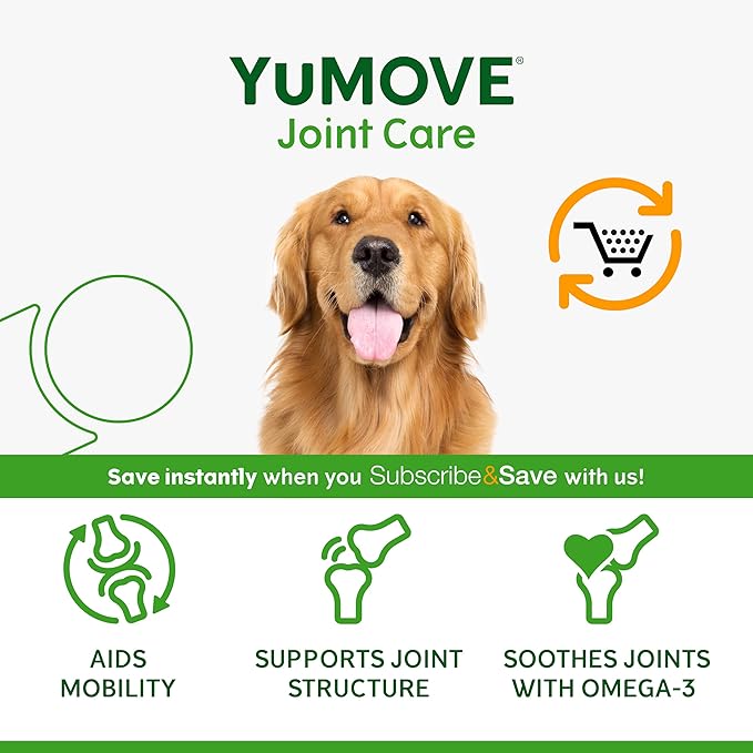 YuMOVE Hip & Joint Supplement for Dogs with Glucosamine, Hyaluronic Acid, Green Lipped Mussel & Omega 3 Joint Supplement - Regular and Advanced Strength (120ct, Chewable Tablets)