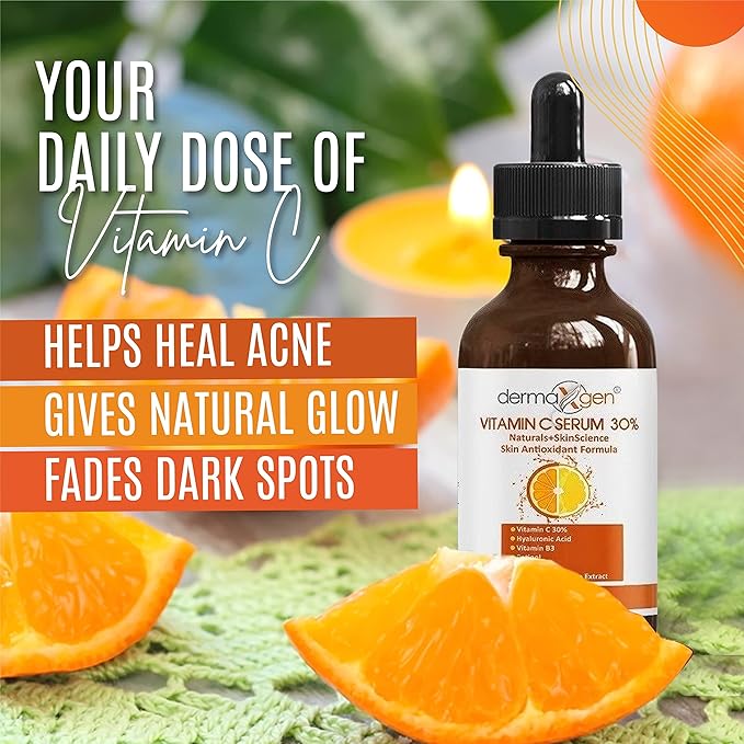 30% Organic Vitamin C Serum for Face – Natural Anti-Wrinkle Serum with Hyaluronic Acid & Vitamin E – Anti-Aging Moisturizer for Fine Lines, Dark Spots & Skin Rejuvenation – 2 Fl oz