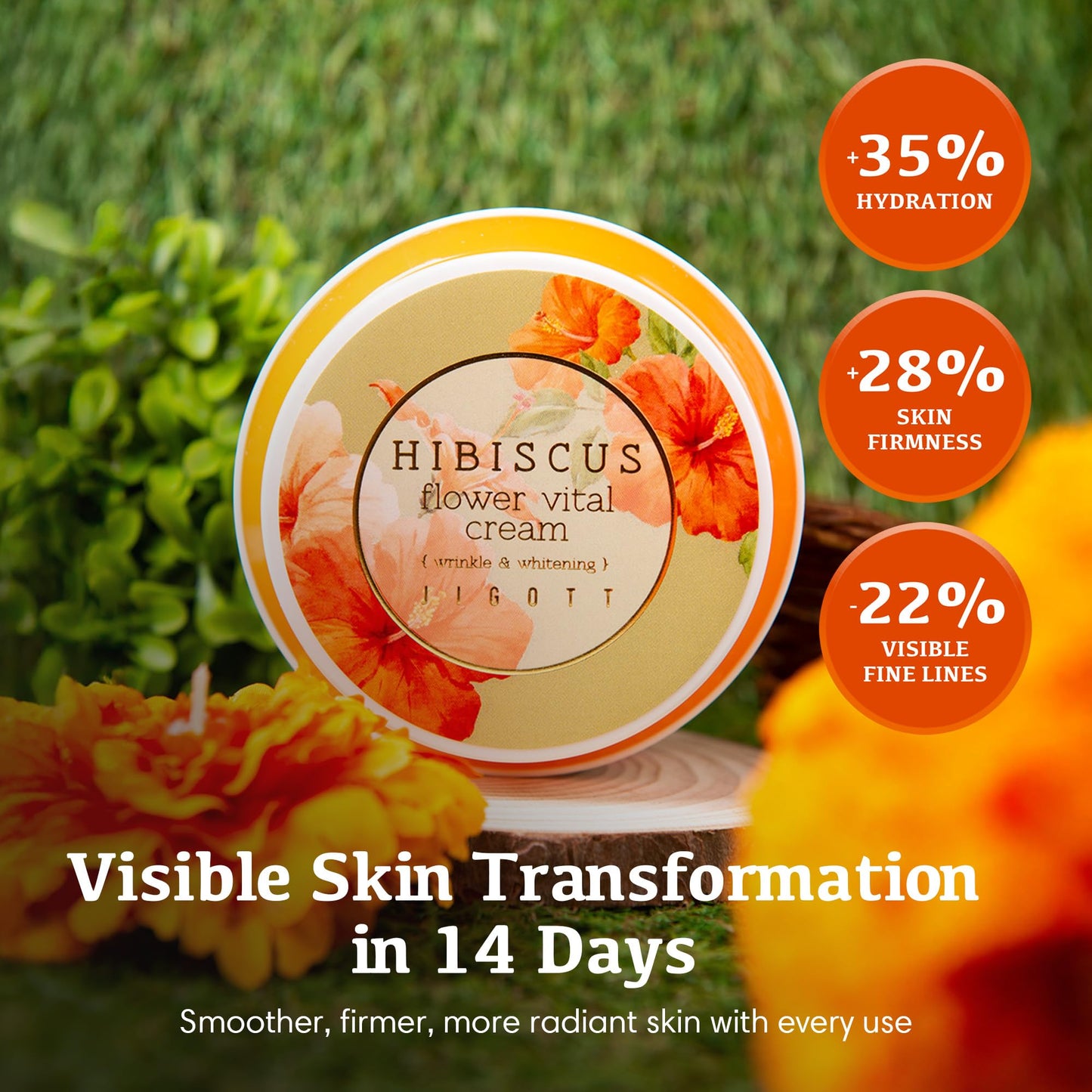 Jigott - Hibiscus Flower Vital Cream 3.38 FL OZ/ 100ml, K-Beauty Korean Skincare