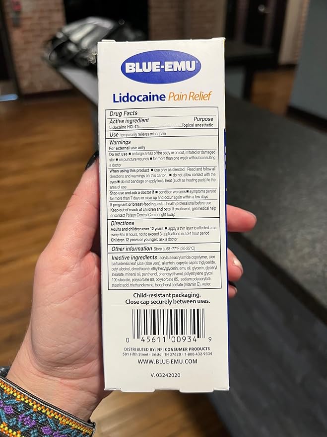 BLUE-EMU Lidocaine Pain Relief Cream for Fast, Numbing Relief, 2.7 Oz, 1 Pack