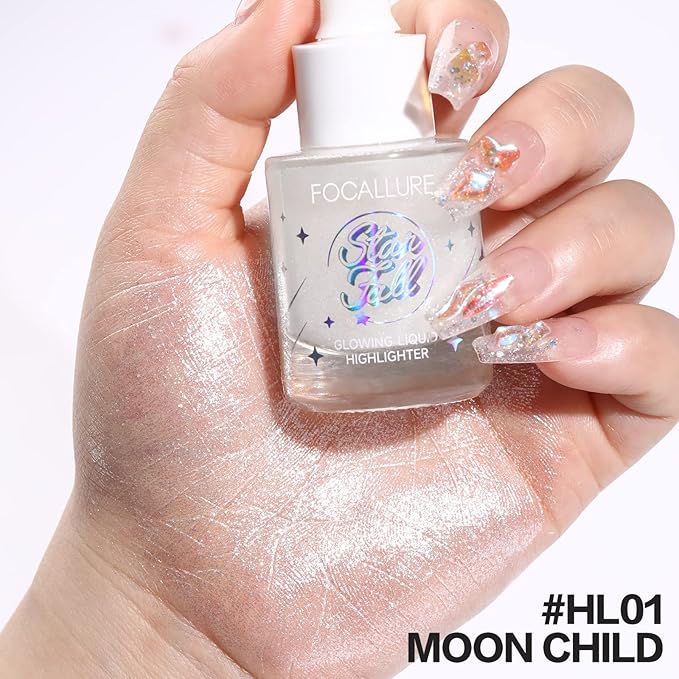 FOCALLURE Starfall Glowing Liquid Highlighter, Shimmering Body Oil,
