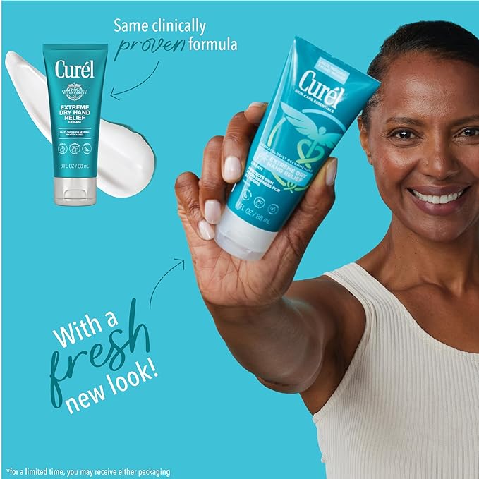 Curel Extreme Dry Hand Relief, Dermatologist Recommended, Long-Lasting Cream For Dry Hands, Paraben Free, Fragrance-Free Hand Lotion, 3 Oz