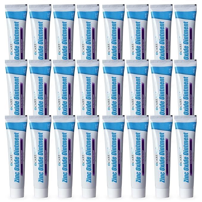 CareAll Zinc Oxide 20% Skin Protectant Barrier Ointment 2 oz (24 Pack), Relieves, Treats and Prevents Minor Skin Irritations due to Diaper Rash. Helps Seal Out Wetness. Protects Chafed Skin.
