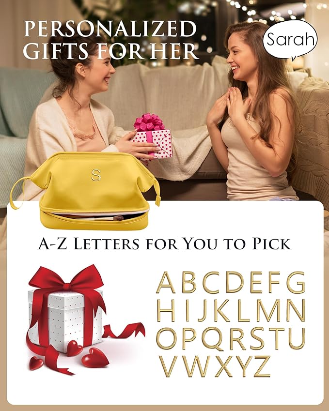 Cute Stuff For Teen Girls-Bachelorette Gifts for Bride, Initial Makeup Bag, Travel Gifts, Personalized Bags,Cosmetic Bag, Birthday Gifts for 3 4 5 6 7 8 9 10 11 12 13 Year Old Girl