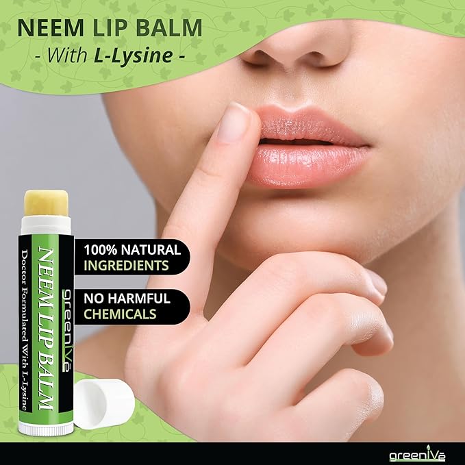 GreenIVe Neem Lip Balm, Vegan Lip L-Lysine,