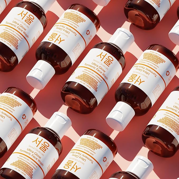 SeoulCeuticals Korean Turmeric Face Wash Cleanser – Vegan Cruelty Free Korean Skincare Facial Cleanser – K Beauty Skin Care for Dry Sensitive Skin 4oz