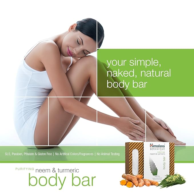 Himalaya Botanique Purifying Neem & Turmeric Handcrafted Bar Soap, Free from Parabens, SLS, Phthalates, Artificial Colors and Artificial Fragrances, 4.41 oz (125 g) 4 PACK