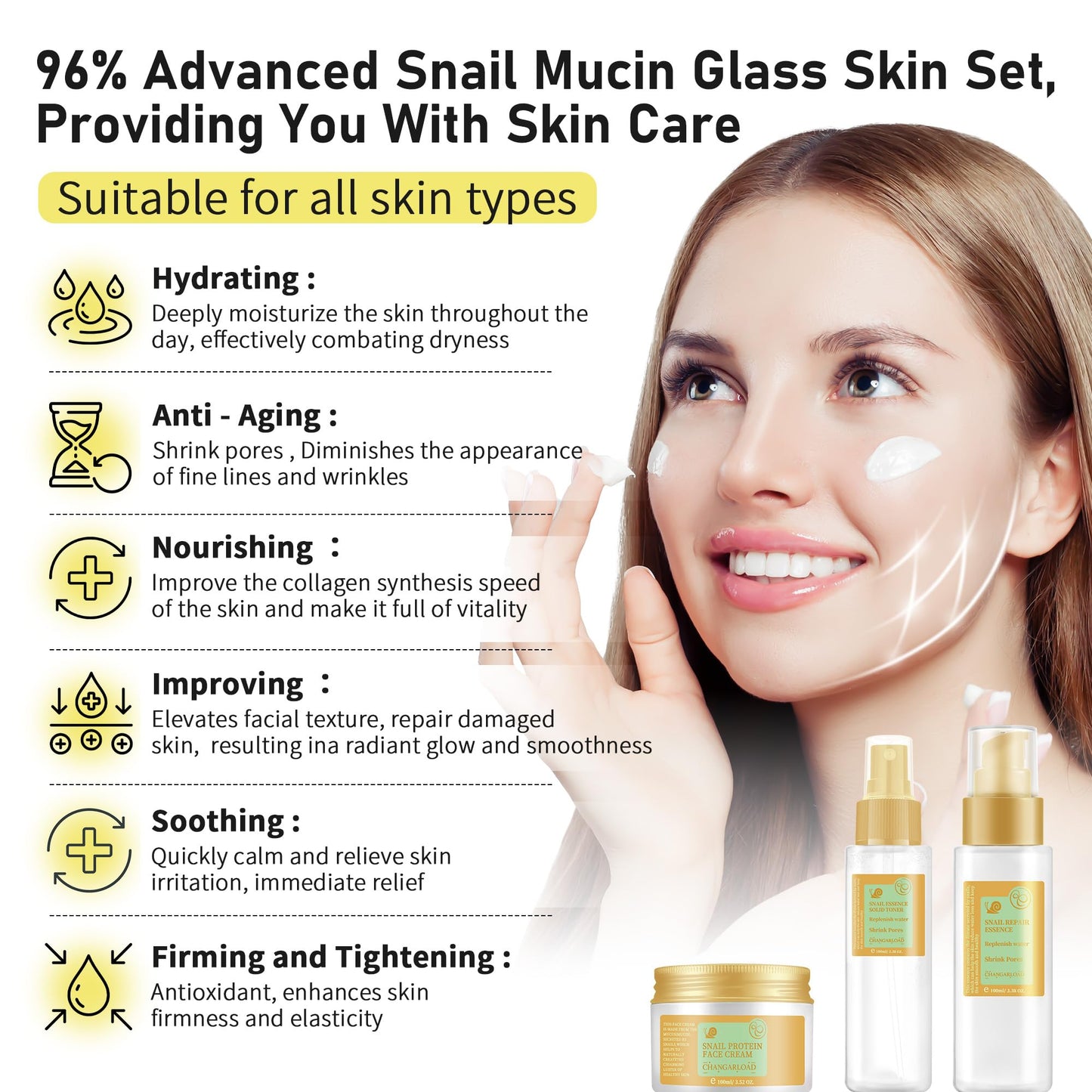 Advanced Snail 96% Mucin Power Essence Set – Korean Skincare Set for Women, Includes Snail Mucin Serum，Hydrating Toner & Face Cream, Moisturizing & Skin Renewal, 3PCS Travel Size Toiletries