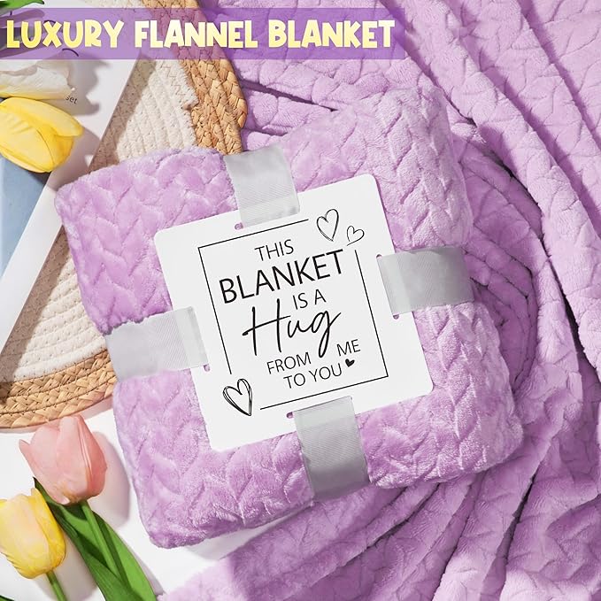 Birthday Gifts for Women Self Care Gifts Get Well Soon Gifts, Lavender Relaxing Spa Gifts Basket Care Package w/ Luxury Flannel Blanket, Unique Mothers Day Gifts Idea for Mom Her Friend Sister Wife