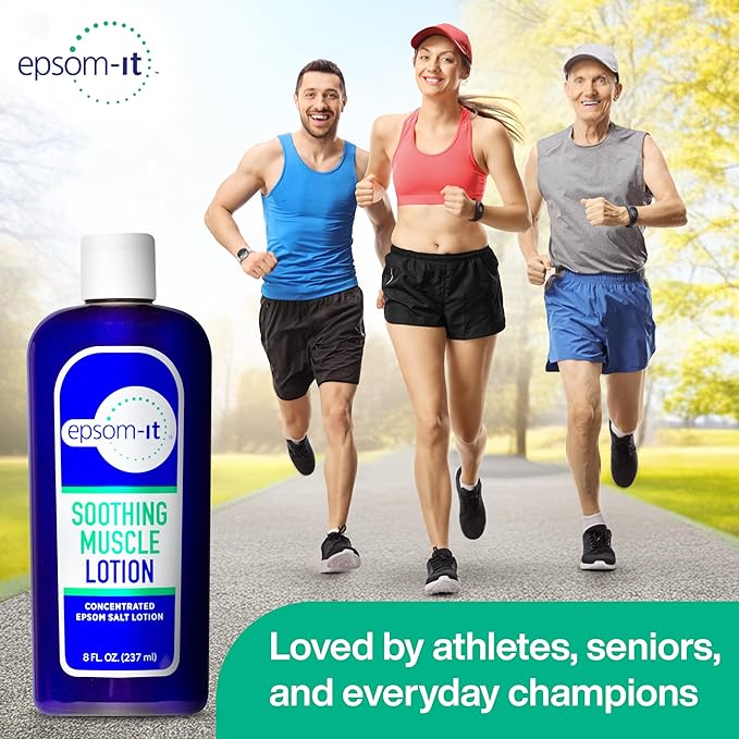 Epsom-It Soothing Muscle Magnesium Lotion – Epsom Salt Topical Cream with Arnica and Magnesium Sulfate - Designed for Muscle Stiffness, Leg Cramps, Feet, Knees and Achy Feet - 8.0 oz