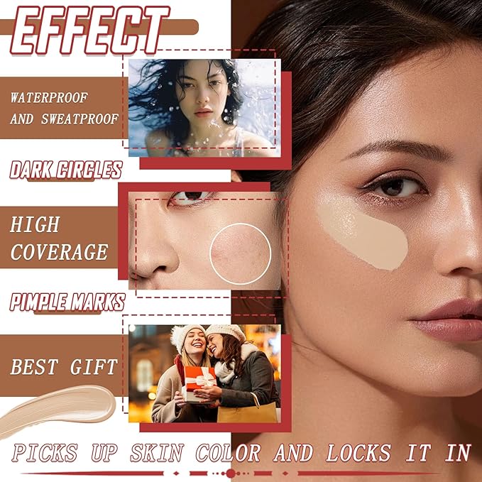 5 Colors Correcting Concealer Palette,Waterproof Long Lasting Cream