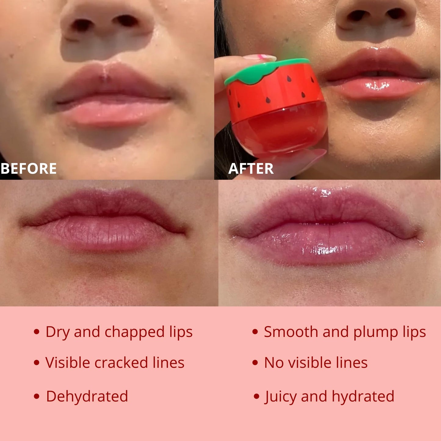 Original My Bee Balm Lip Balm - Watermelon Hydrating Balm Honey Pot for Dry, Chapped & Cracked Lips with Propolis, Honey & Vitamin E - Soften, Smooth & Reduce Lip Lines