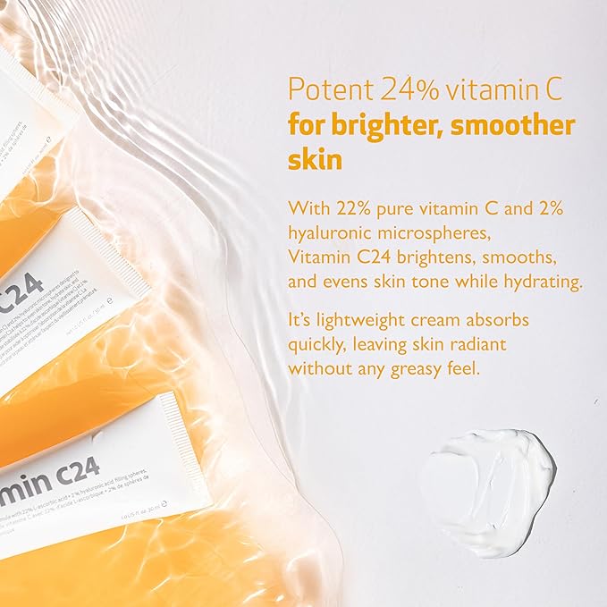 INDEED LABS c24 Vitamin Cream Combined Serum & Moisturizer with Ascorbic and Hyaluronic Acid to Repair and Restore Skin, 30 ml