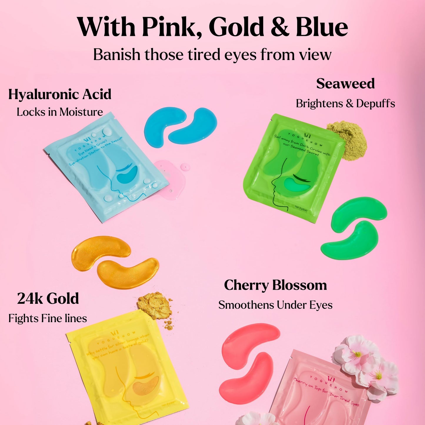 Under Eye Patches For Puffy Eyes (40 Sets) With Bonus Lip Masks - Under Eye Patches for Dark Circles and Puffiness - Under Eye Mask Treatment - Hydrating 4 Flavors Eye Masks - Reduce Dark Circles