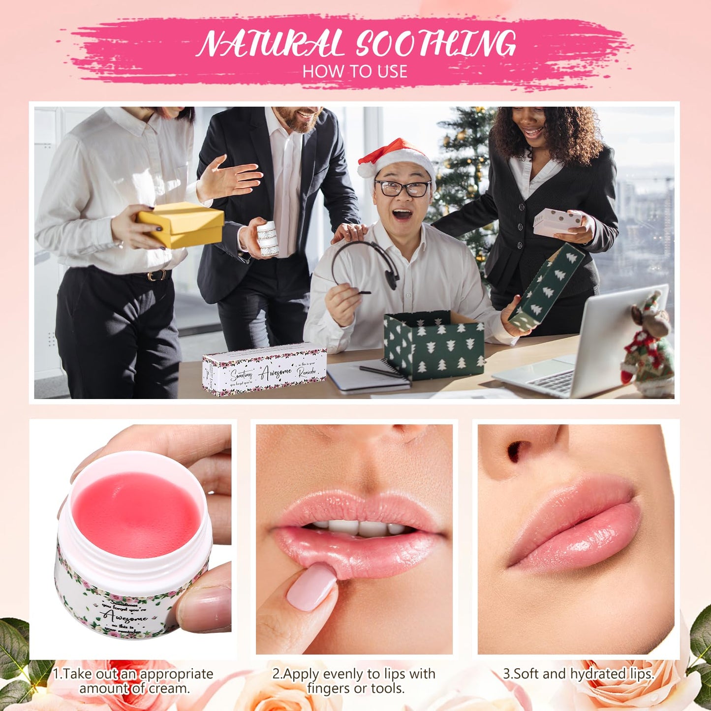 Linyuthia 4 Pcs Employees Appreciation Gifts Lip Sleeping Mask Set Appreciation Gifts for Coworkers Lip Mask Overnight Inspirational Lips Balm Deep Hydrating for Employees Staffs Teachers Coworkers