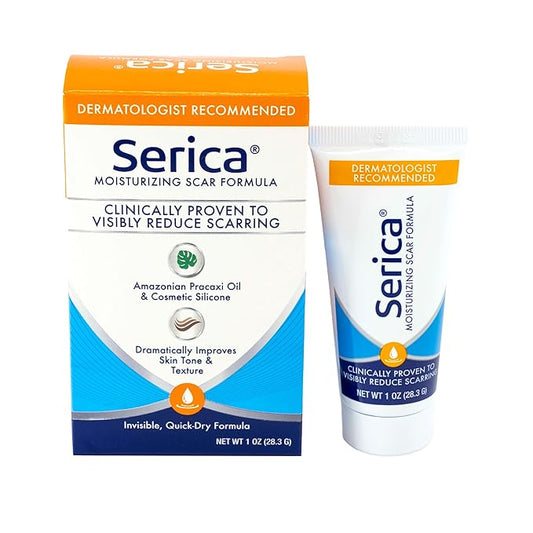Serica Scar Gel Advanced Silicone Formula, Visibly Reduces the Appearance of Scars from Surgery, Acne, Injuries - Clinically Proven Results, 1oz