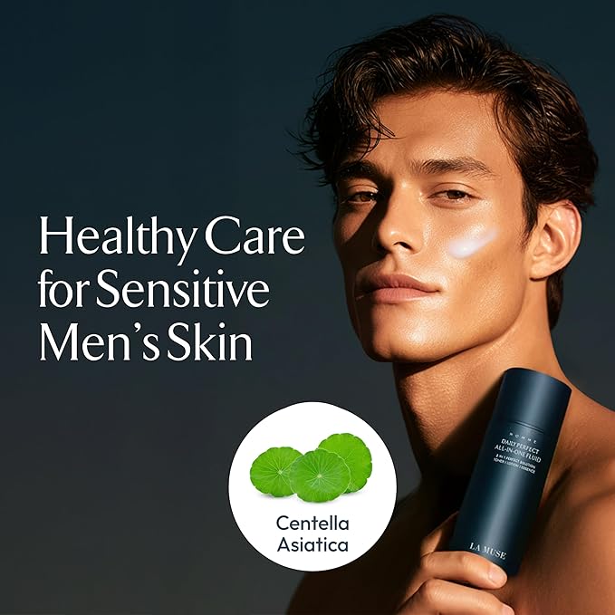 LA MUSE Homme Daily All-in-One Moisturizer for Men(Travel Set) | Reduces Fine Lines with Niacinamide | Hydrating Men's Facial Lotion | Lightweight, Non-Greasy After-Shave Lotion for Sensitive Skin