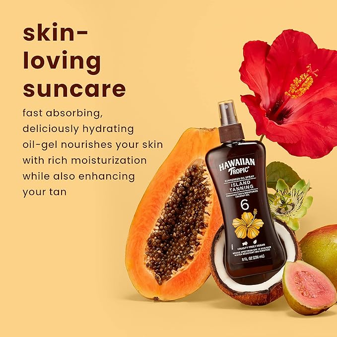 Hawaiian Tropic Dark Tanning Oil, Spray Pump, SPF 6 8 Oz (Packaging May Vary) (Pack of 2)