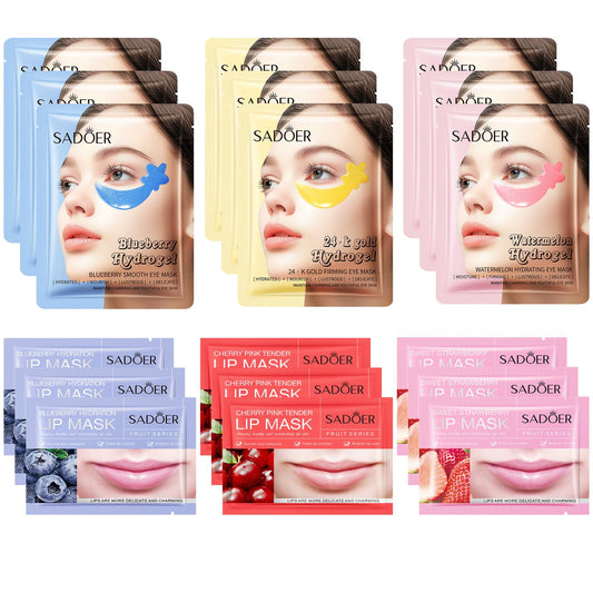 InfiniteRelax 30PCS Lip Masks & Gel Eye Masks,Crystal Collagen Eye Patches for Puffy Eyes, Moisturizing& Reducing Fine Lines Dark Circle Eye Patches for Women Men