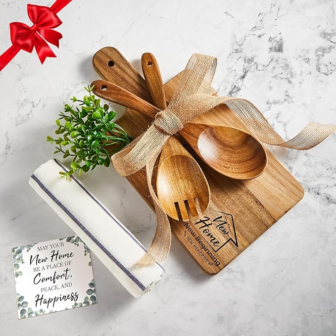 7Pcs Housewarming Gifts New Home, House Warming Gift Ideas, New Apartment Closing Gifts for Home Buyers Clients, Kitchen Wooden Cutting Boards Gift Set for Women Men Homeowner Couple Neighbor Hostess