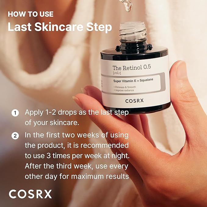 COSRX Retinol 0.5 Oil, Anti-aging Serum with 0.5% Retinoid Treatment for Face, Reduce Wrinkles, Fine Lines, & Signs of Aging, Gentle Skincare for Day & Night, Not Tested on Animals, Korean Skincare