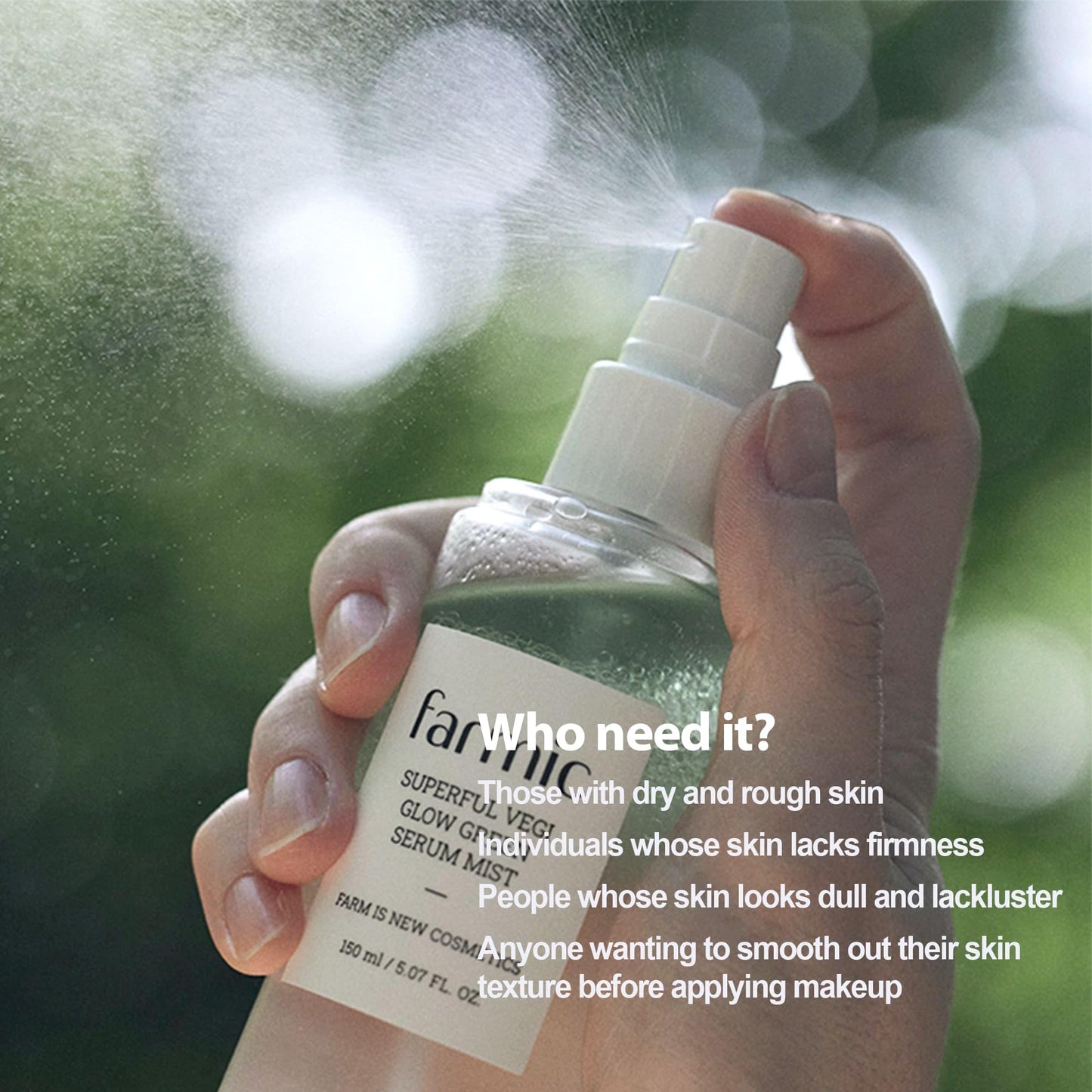 FARMIC Superful Vegi Glow Green Serum Mist 5.07 fl.oz | Aloe & Omija Korean Vegan Spray facial Essence | Soothing Calming Radiant Skin Light-weight Face Moisturizer | Daily Skincare for All Skin Types