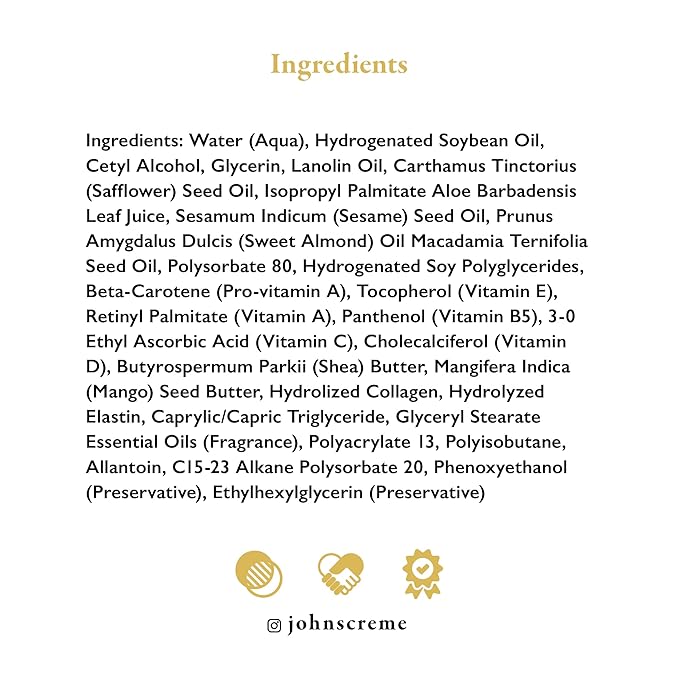 John's Vitamin E, A & D Moisturizer – 16 oz Skin Cream with Hydrolyzed Collagen & Aloe for Dry, Sensitive Skin – Vitamin Cream for Face & Body – Paraben-Free Vitamin E Creme