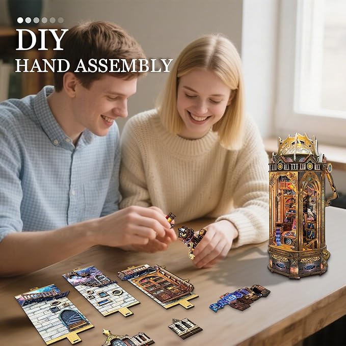 3D Wooden Puzzles for Adults 3D Puzzles Model kit Stress-Relief Toy with Mechanical Rotation Bookshelf Ideal Gift for Adults and Teens- The Lantern of Gaiaxy