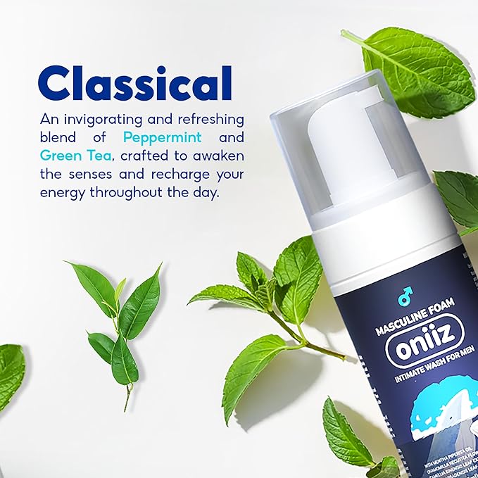 Masculine Foam Classical | 3-Barrier Intimate Protection | Gentle Intimate Wash for Men | Natural Ingredients | Refreshing Cool Sensation | Soothes, Deodorizes & pH Balanced 3.38 fl. oz