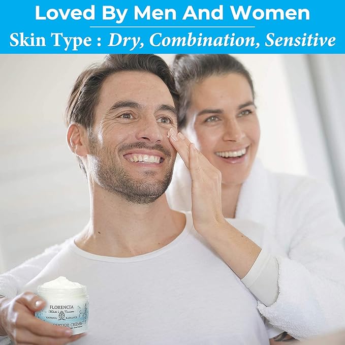 Florencia Ultra Peptide Cream - Nourishing, Organic Face Moisturizer with Hyaluronic Acid & Matrixyl 3000 - Hydrates, Rejuvenates, Firms, Improves Fine Lines - Natural & Vegan, 2 oz