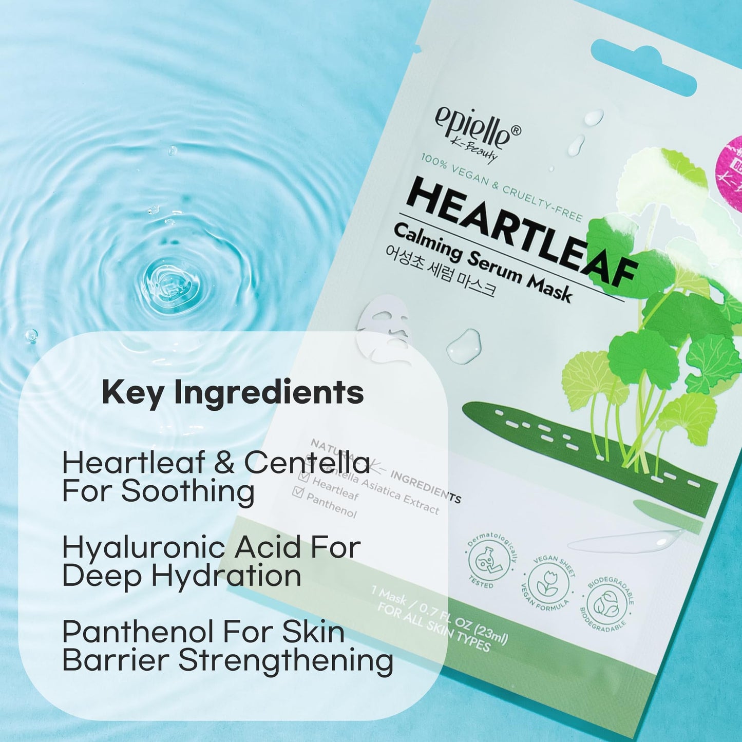 Epielle Heartleaf Calming Serum Sheet Masks (5pk) | Korean Skincare | Facial Sheet Mask | Kbeauty, Spa Gifts for Women