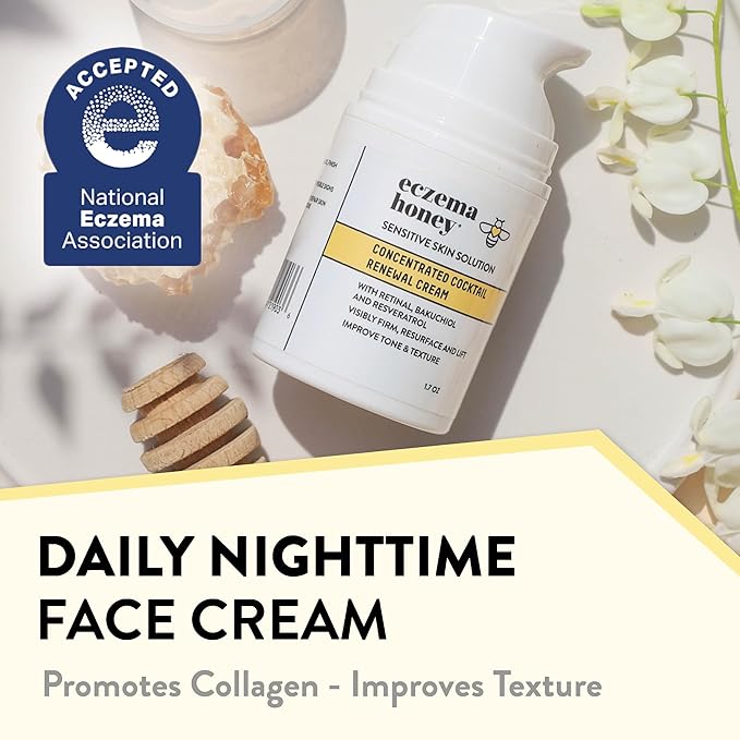 ECZEMA HONEY Concentrated Nighttime Renewal Face Cream - Anti Aging Skin Care Products - Unscented Face Moisturizer for Eczema, Dry & Sensitive Skin (1.7 Oz)