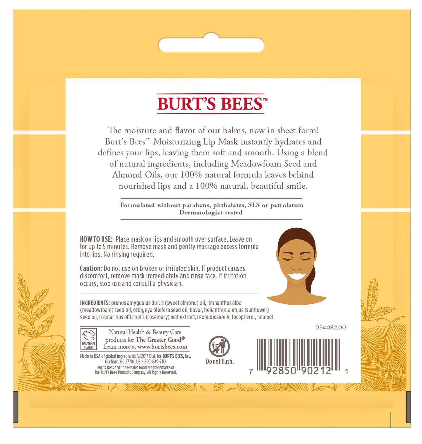 Burt's Bees 100% Natural Origin Moisturizing Lip Mask, Single Use Conditioning Lip Care , 1 Count (Package May Vary)