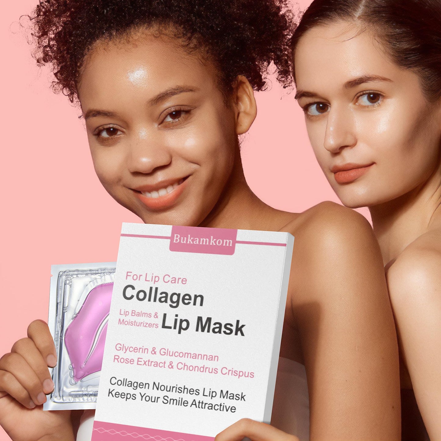 Bukamkom Collagen Lip Masks Bulk(20 Pieces/Box),Lip Mask Sheet Lip Care to Reduce Dark Lips and Lip Lines to Remove Dead Skin Moisture,Bulk Lip Masks Individually Wrapped(20)