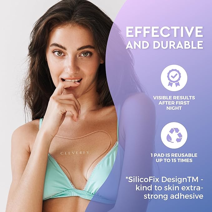 CLEVERFY Silicone Chest Wrinkle Pads for Décolleté - 6-Pack of T-Shape Reusable Anti-Wrinkle Patches