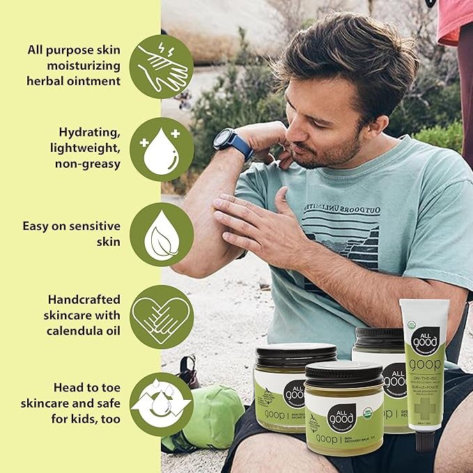 All Good Goop Organic Skin Care Recovery Balm - All Purpose Ointment w/Calendula, Lavender, Beeswax - Chafing Cream, Dry Skin Salve, Cracking Lip Moisturizer - Soothes, Hydrates & Calms - 4oz