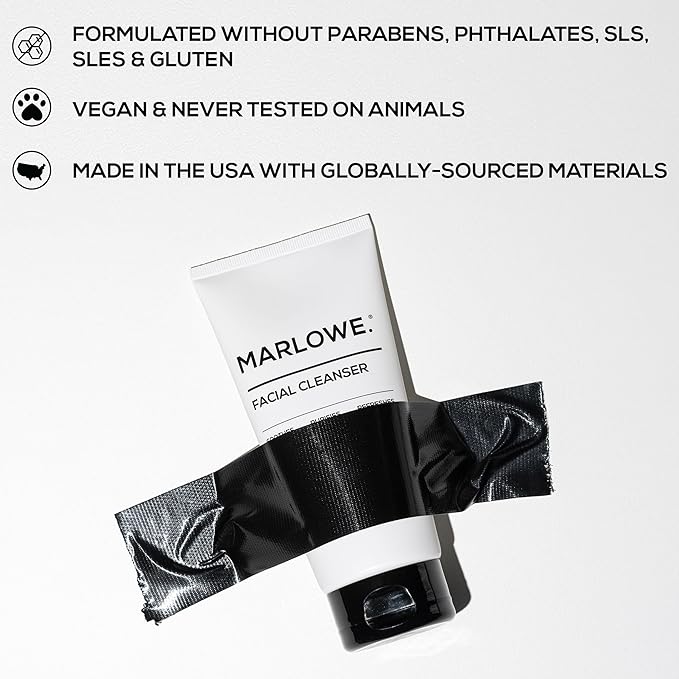 MARLOWE. No. 121 Facial Cleanser 6 oz, Daily Mens Face Wash with Natural Extracts & Antioxidants, Soothes, Purifies, Refreshes, Thick Lather, Fresh Woodsy Scent