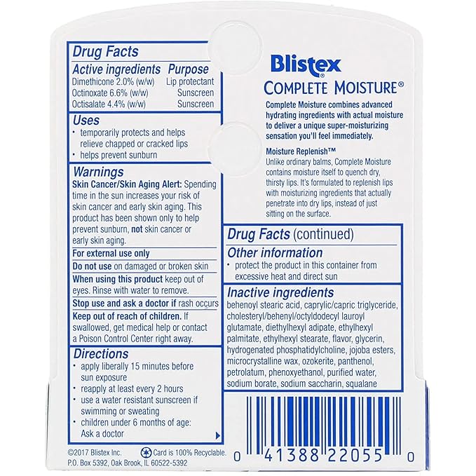 Blistex Lip Balm Complete Moisture, 0.15