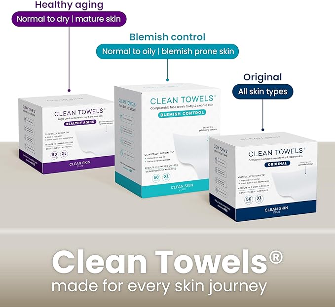 CLEAN SKIN CLUB Cement Box for 50 Disposable Clean Towels XL (Towels NOT Included), Concrete Container for Face Towelettes Bathroom Counter Storage, Cleansing Facial Dry Wipes - Taupe Stone