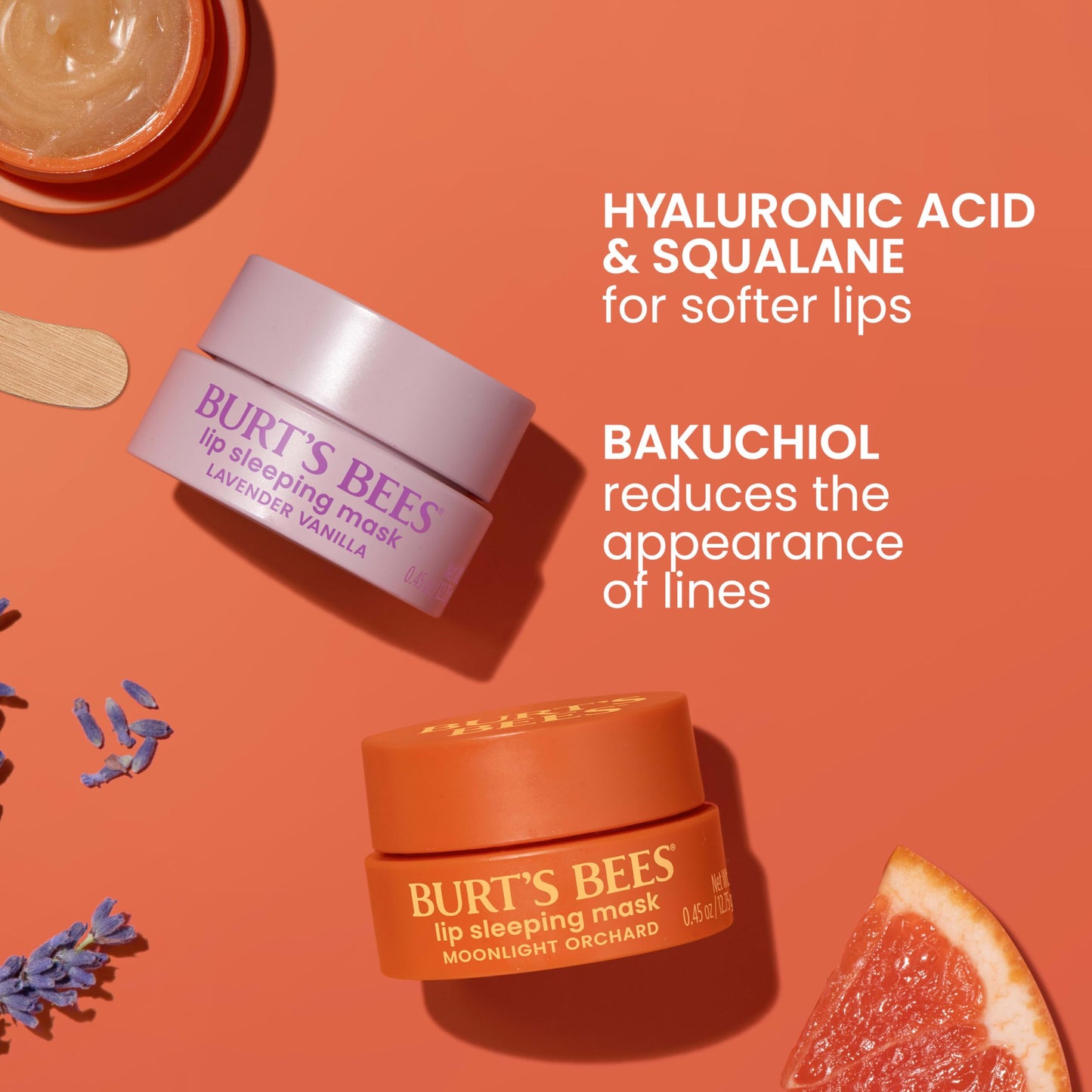 Burt’s Bees Moonlight Orchard Lip Sleeping Mask, With Hyaluronic Acid and Squalane Moisturizer To Instantly Hydrate Lips, Overnight Mask, Treatment, 0.45 oz.