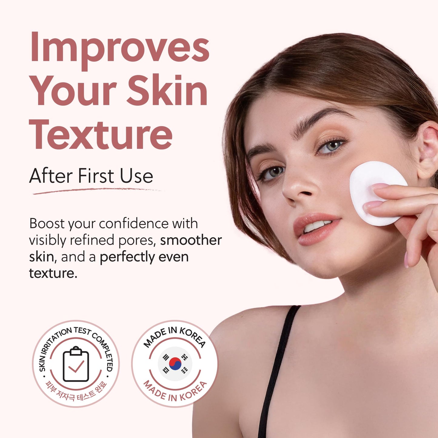 QUIA Dual-Action Toner Pads – Exfoliate and Hydrate Pores in One Step – Soothing PHA Formula for Sensitive Skin – Reduces Blackheads and Blemishes- 70 Textured Pads – Korean Skincare