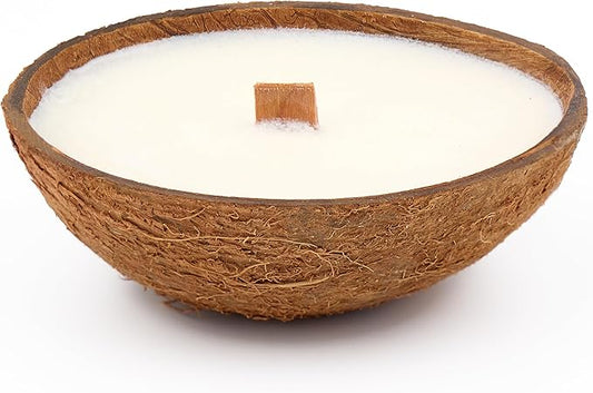 Scented Candles Clearance, Wooden Wick Soy Candles in Coconut Shell Relaxation Gifts for Women, Decor for Home, Room Decor Natural Non Toxic (Tropical Sunset)