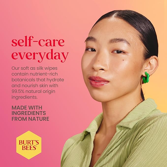 Burt's Bees Back To School Dorm Essentials, Pink Grapefruit Face Wipes, for All Skin Types, Hydrating Makeup Remover & Facial Cleansing Towelettes, 30 Ct. (3-Pack)