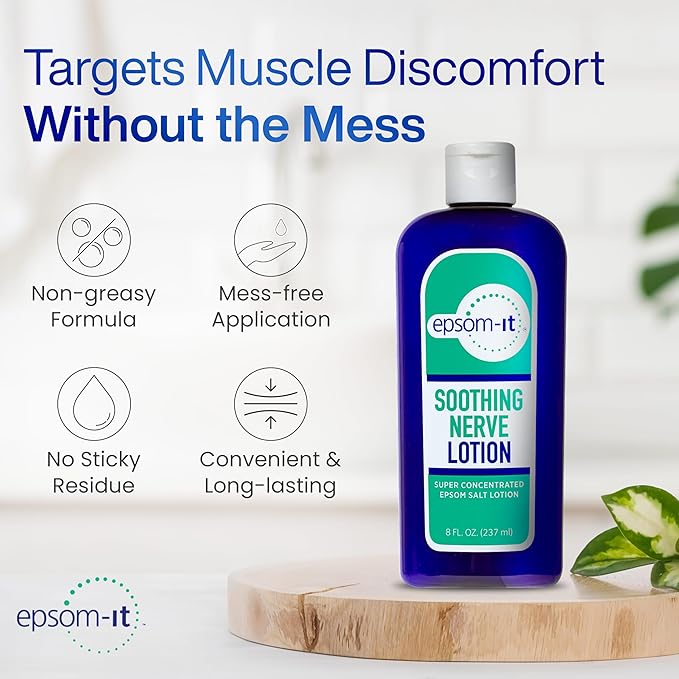 Epsom-It Soothing Nerve Lotion - Epsom Salt Magnesium Lotion, Topical Magnesium Cream with Capsaicin & Arnica to Provide Comfort for Legs, Knee and Feet, 8.0 oz., 4-Pack
