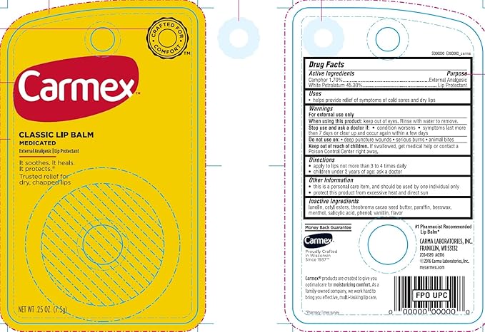 Carmex Lip Balm Tube Classic Medicated