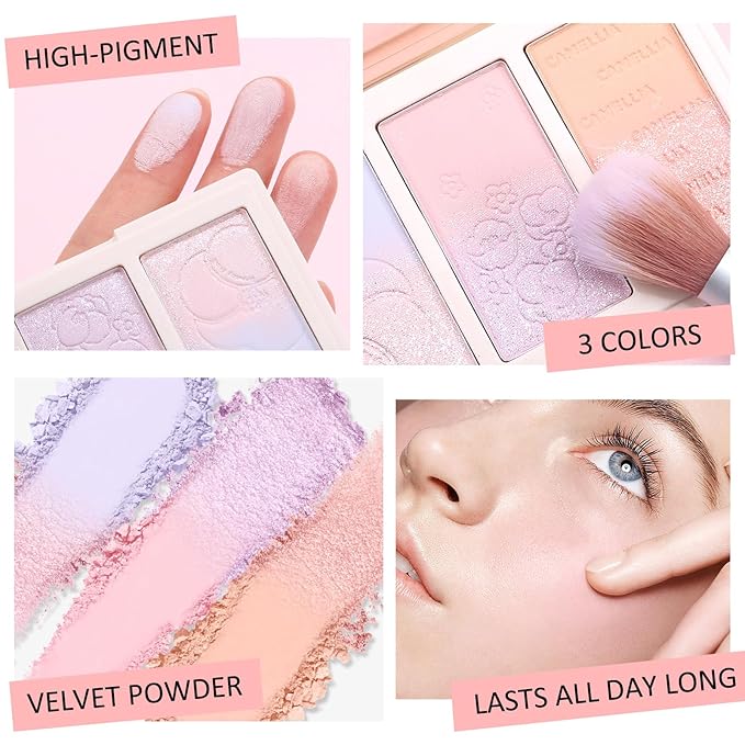 Boobeen Blush Contour Highlighter Makeup Palette - 3 the Face